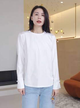 麦芽/玛雅新款中国风民族风格女装内搭衬衫2025春秋季新款白色针