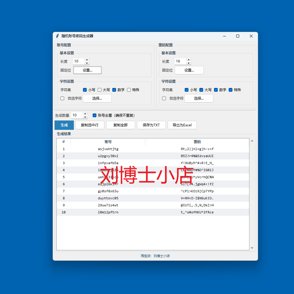 随机账号密码数字生成软件前后缀特殊符号数字母批量工具win10/11
