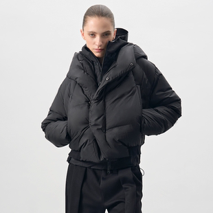 BEVAN UP|Diamond *菱形断连高领连帽绗线90白鸭绒羽绒服外套