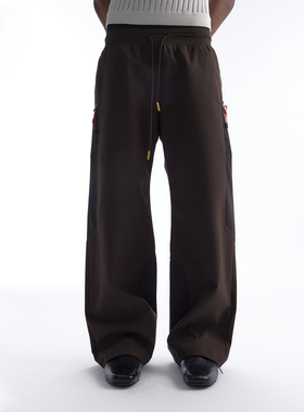 BEVAN UP|摩卡棕 高透气无氨防水拼接撞色剪裁休闲尼龙防晒长裤