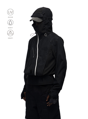 BEVAN UP|UPF100+* 侧角弧拉链拼接剪裁防晒短款皮肤衣