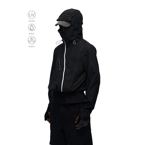 BEVAN UP|UPF100+* 侧角弧拉链拼接剪裁防晒短款皮肤衣