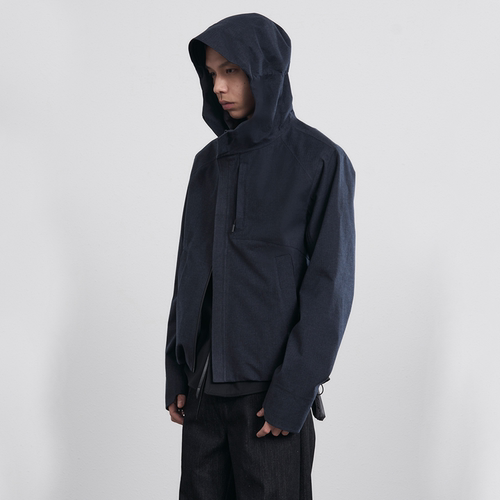 BEVAN UP|子夜蓝 仿羊毛肌理 户外防水徒步压胶软壳冲锋衣外套