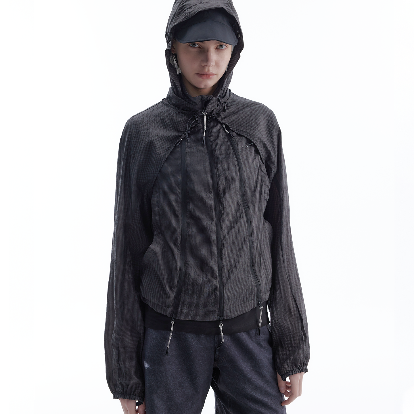 BEVANUP|UPF50+多拉链运动剪裁自收纳可拆袖防晒马甲两件套防晒服