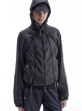 BEVANUP|UPF50+多拉链运动剪裁自收纳可拆袖防晒马甲两件套防晒服