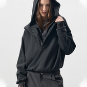 BEVAN 套头连帽重磅潮牌卫衣 绒感高翻领o字扣短款 DimGray