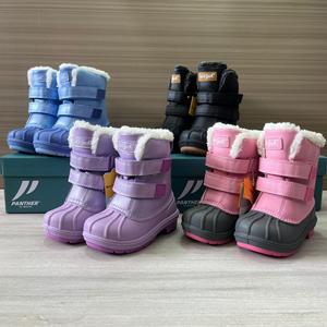 出口欧美冬季雪地靴防水耐磨中筒加绒加厚保暖防滑男女童棉靴