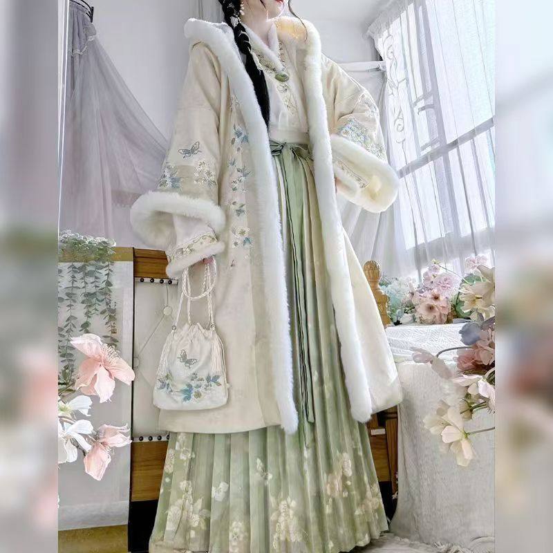 原创宋制汉服女对襟连帽加绒保暖中国风长褙子交领褶裙冬款三件套,女装/女士精品,汉服套装,淘宝优惠券,粉丝福利购,淘宝优惠卷