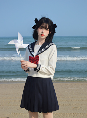 猫屿jk制服白三本日系学院风短袖套装海军风夏服正统基础款水手服
