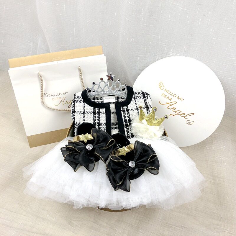 春秋婴儿纯棉女童满月礼品公主裙