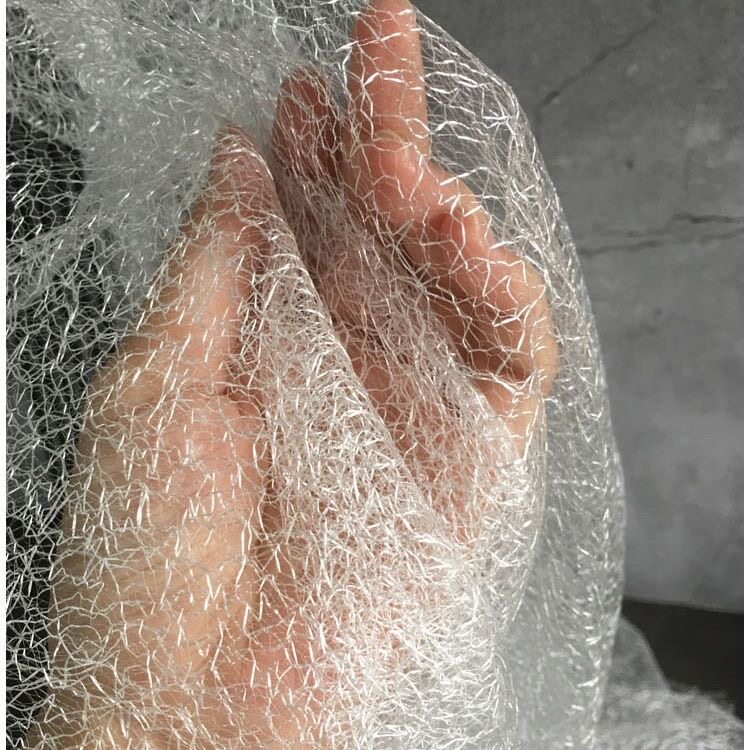 白色不规则镂空乱网网纱哑光肌理网布蕾丝裙子透视婚纱设计布料