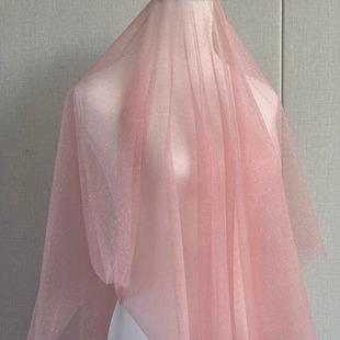 粉色亮片纱烫金纱婚纱布料婚庆铁艺纱幔网纱diy手工婚礼头纱婚宴