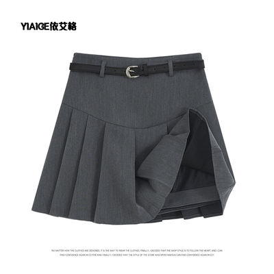 灰色百褶裙短裙女2025新款春夏西装小个子高腰显瘦a字半身裙秋冬