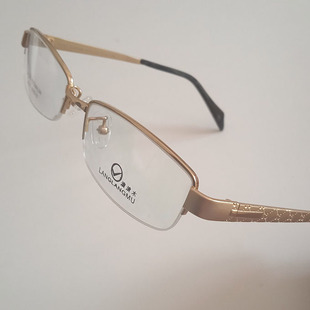 超轻纯钛TITANIUM眼镜框男可配镜片近视镜老花镜金色半框眼镜架53