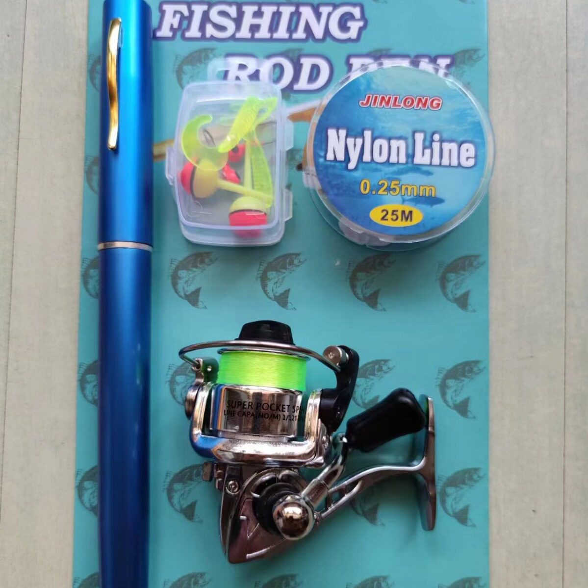 1米金属纺车轮套装配件迷你微型抛丢甩路亚竿新款鼓轮钢笔钓鱼竿