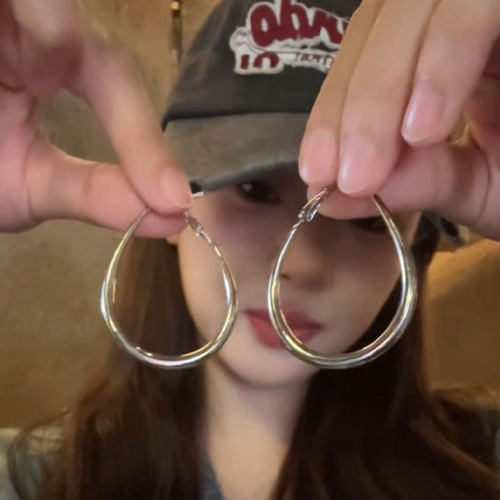 水滴素圈耳环女小众独特高级感