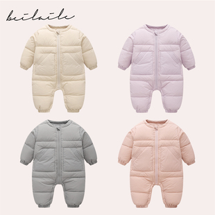 羽绒连 三防哈衣 小乐妈咪婴儿童连体衣服宝宝羽绒拜年秋冬连体