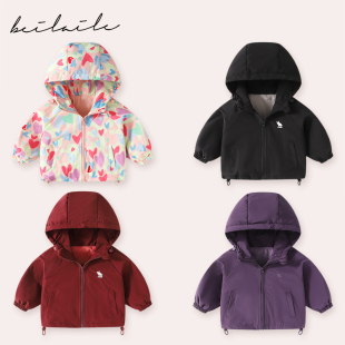 婴儿衣服男童卫衣秋冬小童上衣H1 绣花三防冲锋外套