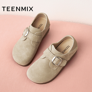 BJ553CM5 半拖2025秋新款 天美意复古厚底全包勃肯鞋 女两穿休闲单鞋