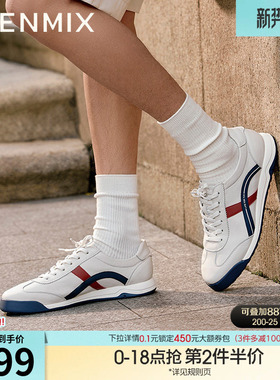 天美意春季新款商场同款休闲系带舒适平底男德训鞋EVK12AM5