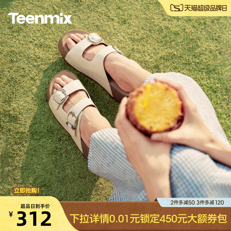 天美意一字拖复古厚底增高勃肯拖鞋女外穿凉拖2026夏新款6ZE05BT6图片