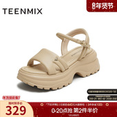 增高厚底凉鞋 女外穿休闲凉鞋 夏季 天美意一字带凉鞋 新款 BI973BL5