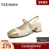 粗跟凉鞋 夏季 女高跟鞋 天美意包头后空凉鞋 时装 凉鞋 新款 KN004BH5