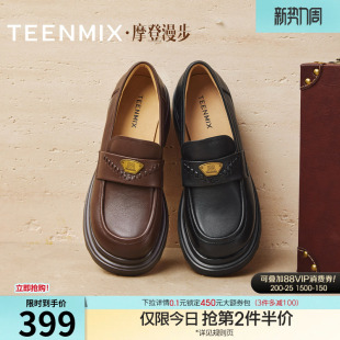 新款 天美意厚底增高英伦JK乐福鞋 秋季 小皮鞋 BL821CA5 女复古单鞋