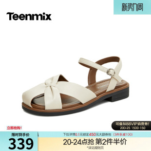 新款 2026夏季 KL013BH6 女外穿休闲凉鞋 天美意平底后空包头罗马凉鞋