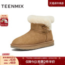 天美意复古厚底加绒保暖雪地靴棉鞋 BM341DD5 女休闲短靴2025冬新款