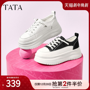 新款 Tata他她厚底小白鞋 女2024冬季 增高板鞋 WT301CM4 女软底松糕鞋