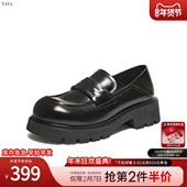 TATA他她布洛克厚底鞋 CMB01AA6 新款 黑色厚底百搭圆头JK鞋 小皮鞋