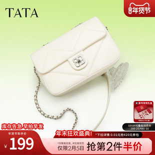 Tata他她通勤单肩包包链条女包气质豆腐块斜挎小方包新款X3258BX4