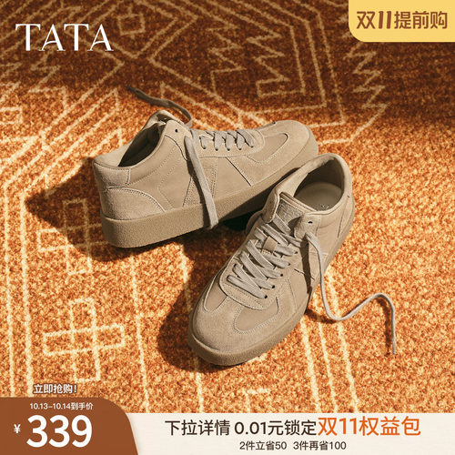 TATA他她男鞋单鞋德训鞋冬舒适百搭休闲新款厚底复古鞋PGG01DM5