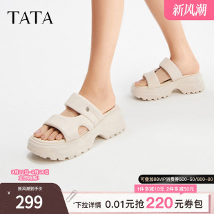 2024夏款 沙滩松糕凉鞋 WL202BT4 女外穿运动凉拖鞋 Tata他她厚底拖鞋