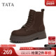 TATA他她靴子2025冬美拉德瘦瘦靴复古马丁靴厚底短筒靴CE302DD5