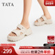 Tata他她厚底拖鞋 WL202BT4 2024夏款 女外穿运动凉拖鞋 沙滩松糕凉鞋