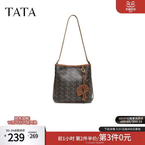 TATA他她女包秋季商场同款通勤花朵单肩斜挎包腋下托特包X3598CX6
