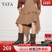 TATA他她女靴子2025冬季 粗跟西部靴CHL01DS5 休闲鞋 新款 通勤时尚
