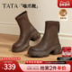 加绒时装 TATA他她喵爪靴2025冬季 新款 靴女瘦瘦短靴弹力靴CEG07DZ5