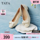 子真皮百搭女鞋 TATA他她女鞋 粗高跟浅口单鞋 新款 X8MA7AQ6 2026春季