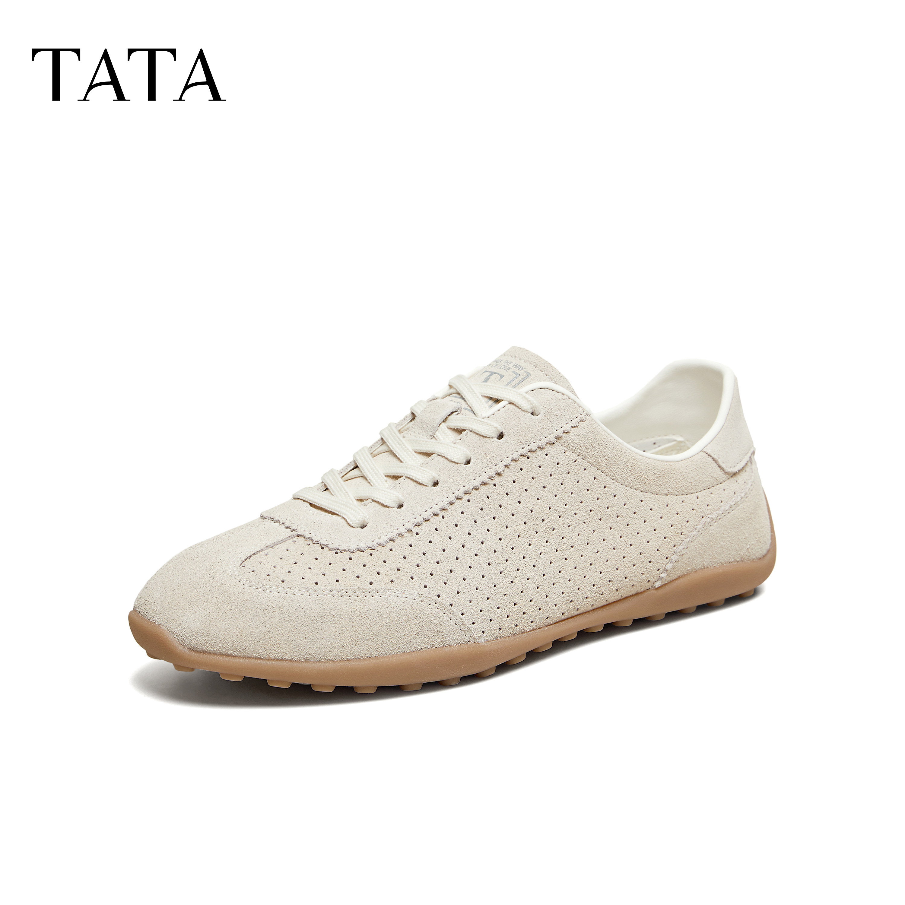 TATA他她男鞋2026夏季新款休闲鞋舒适百搭系带平底运动鞋PJE01BM6