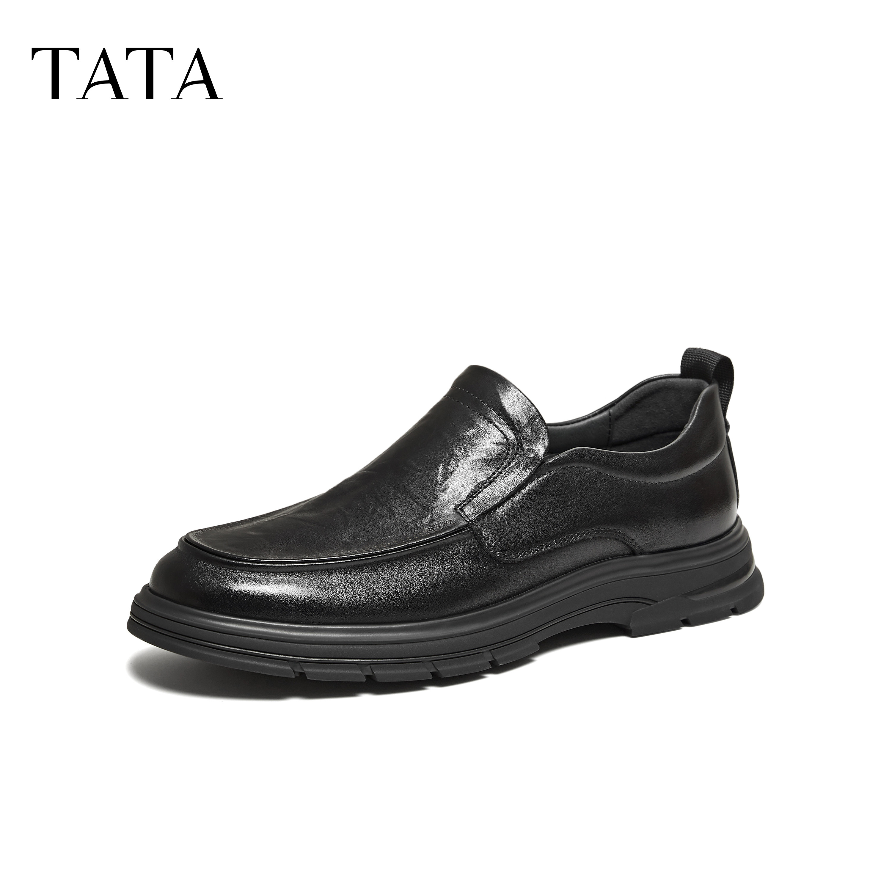 TATA他她男鞋2026春商场同款纯色舒适百搭休闲皮鞋子新款QHU01AM6 - 他她Tata官方旗舰店出品