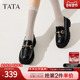 女鞋 英伦风小皮鞋 女款 TATA他她厚底乐福鞋 通勤单鞋 2024夏DWDC1AA4