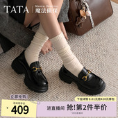 JK鞋 女粗跟增高小皮鞋 7GZ21AA6 TATA他她言家厚底乐福鞋 沈月同款