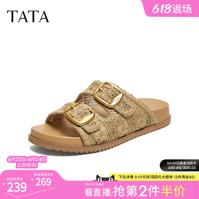 TATA他她女鞋夏季厚底勃肯鞋女凉鞋外穿时尚拖鞋休闲鞋子7GNA5BT6
