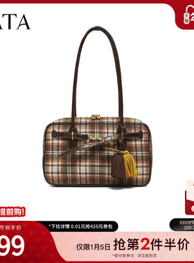 TATA他她女包2025冬季新款通勤百搭质感单肩包手提水桶包X3529DX5