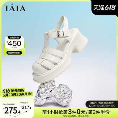 TATA厚底编织罗马凉鞋