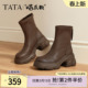 弹力靴CEG07DZ5 新款 TATA他她喵爪靴加绒时装 靴女瘦瘦短靴子冬季