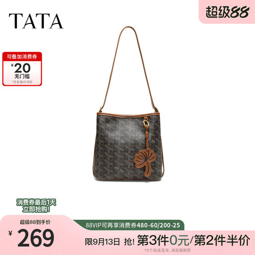 TATA他她女包秋季商场同款通勤花朵单肩斜挎包腋下托特包X3598CX6